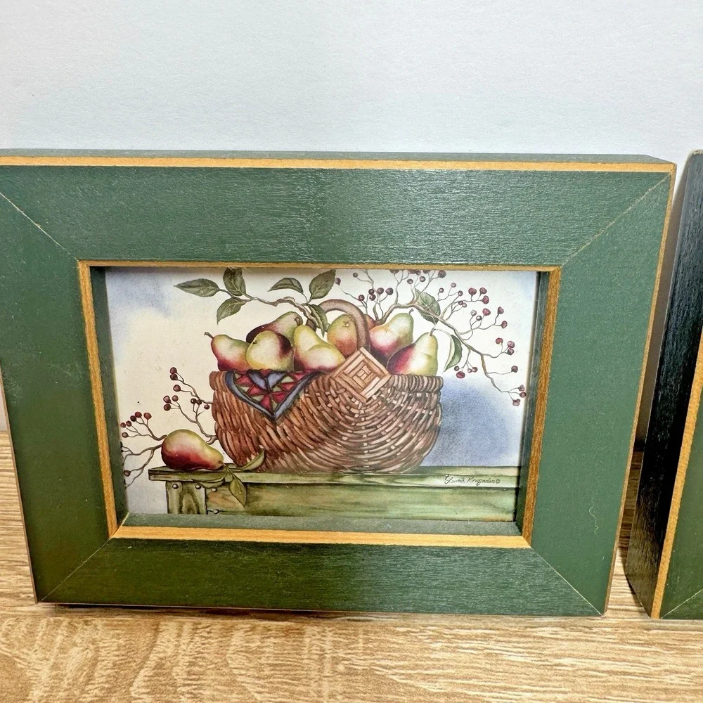 Greenacres Homespun Country Mini Framed Prints Lot 5 Fruit Colonial Houses