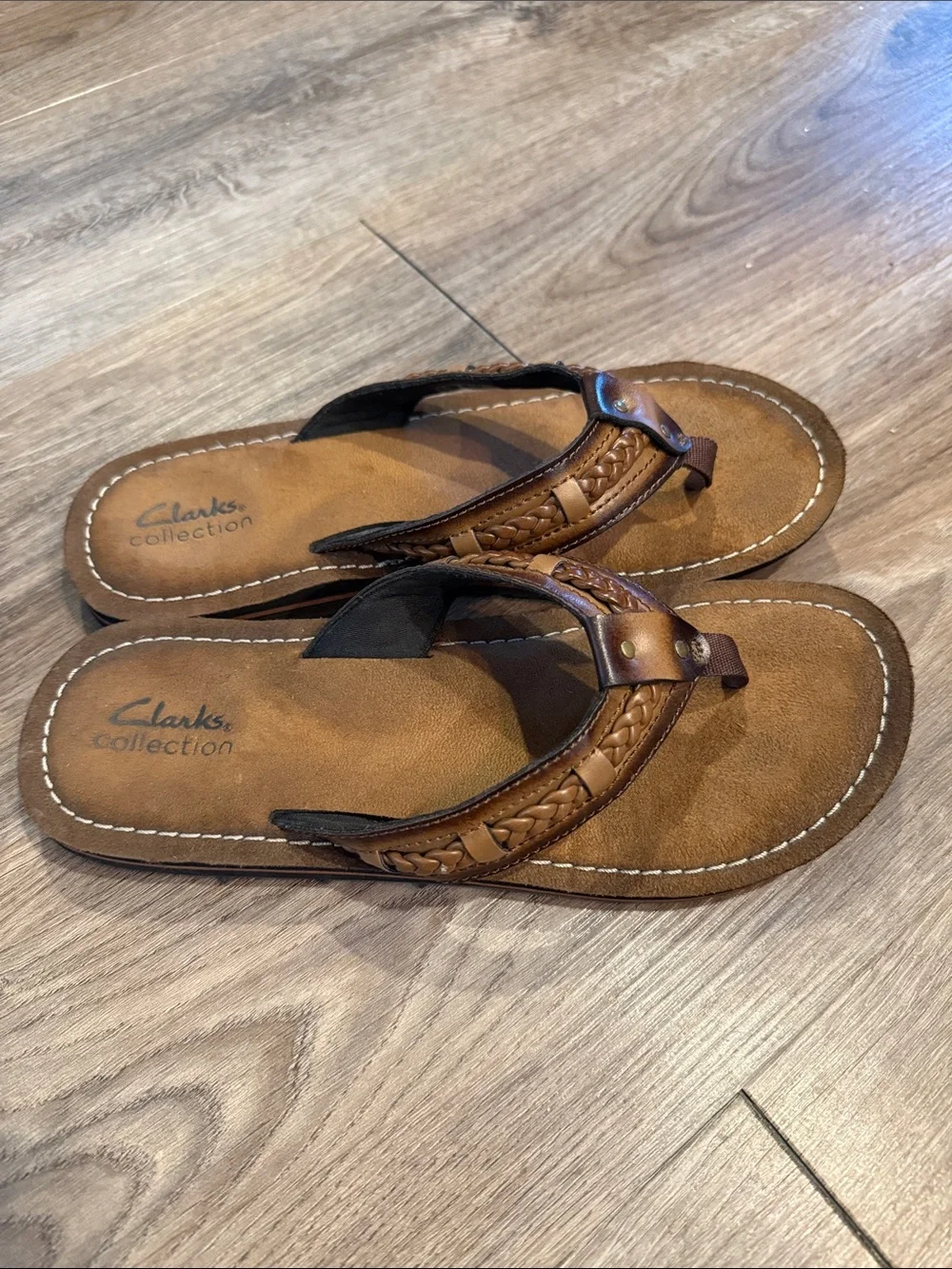 Clarks Fenner Nerice Flip-Flops Brown Comfort Slip-On Comfy Boho Size 8