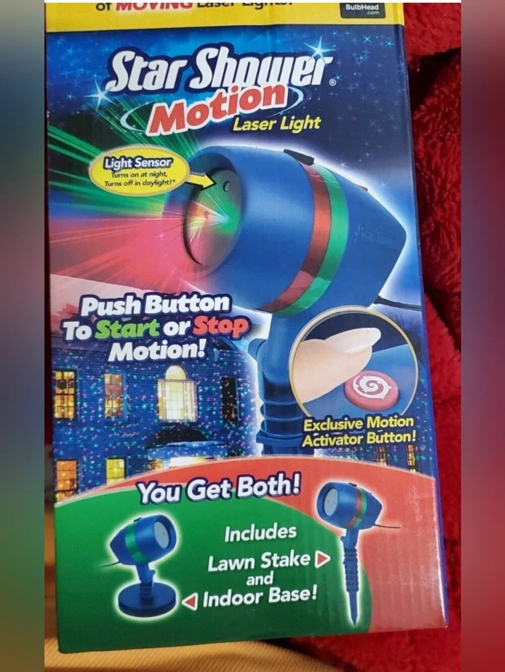 Star Show Motion Laser Light - Red & Green Colors. For Indoors Or Outdoors.