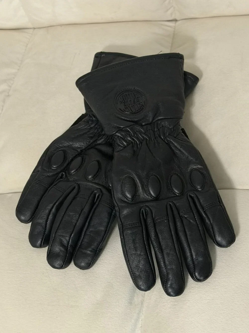 Black Leather Motorcycle Gloves (Size XS)