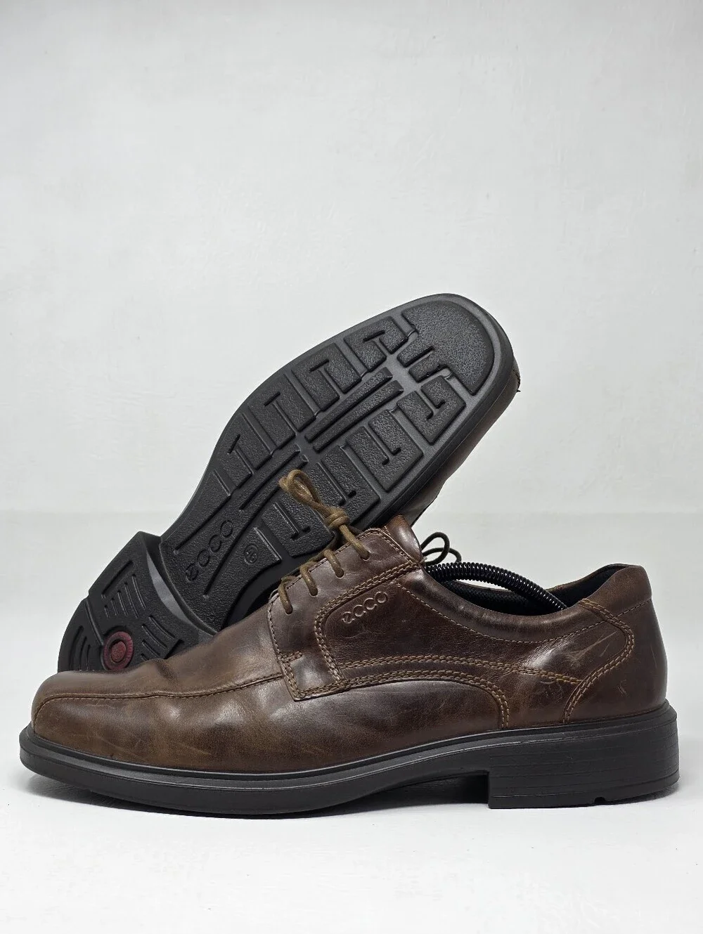 ECCO Shoes Men's Size EU 46 Helsinki Lace Up Oxford Brown Leather Casual