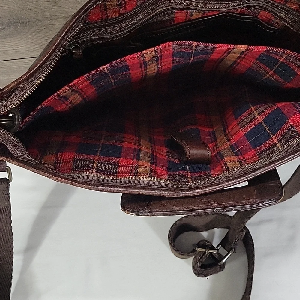 Will Leather Goods Black Brown Canvas Leather Briefcase Messenger Bag Tote