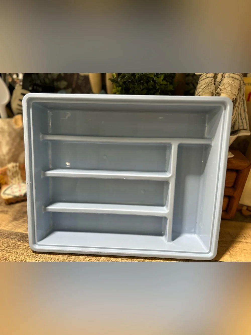 Vintage Country Blue Sterilite Utensil Tray | Cottagecore Kitchen Organizer