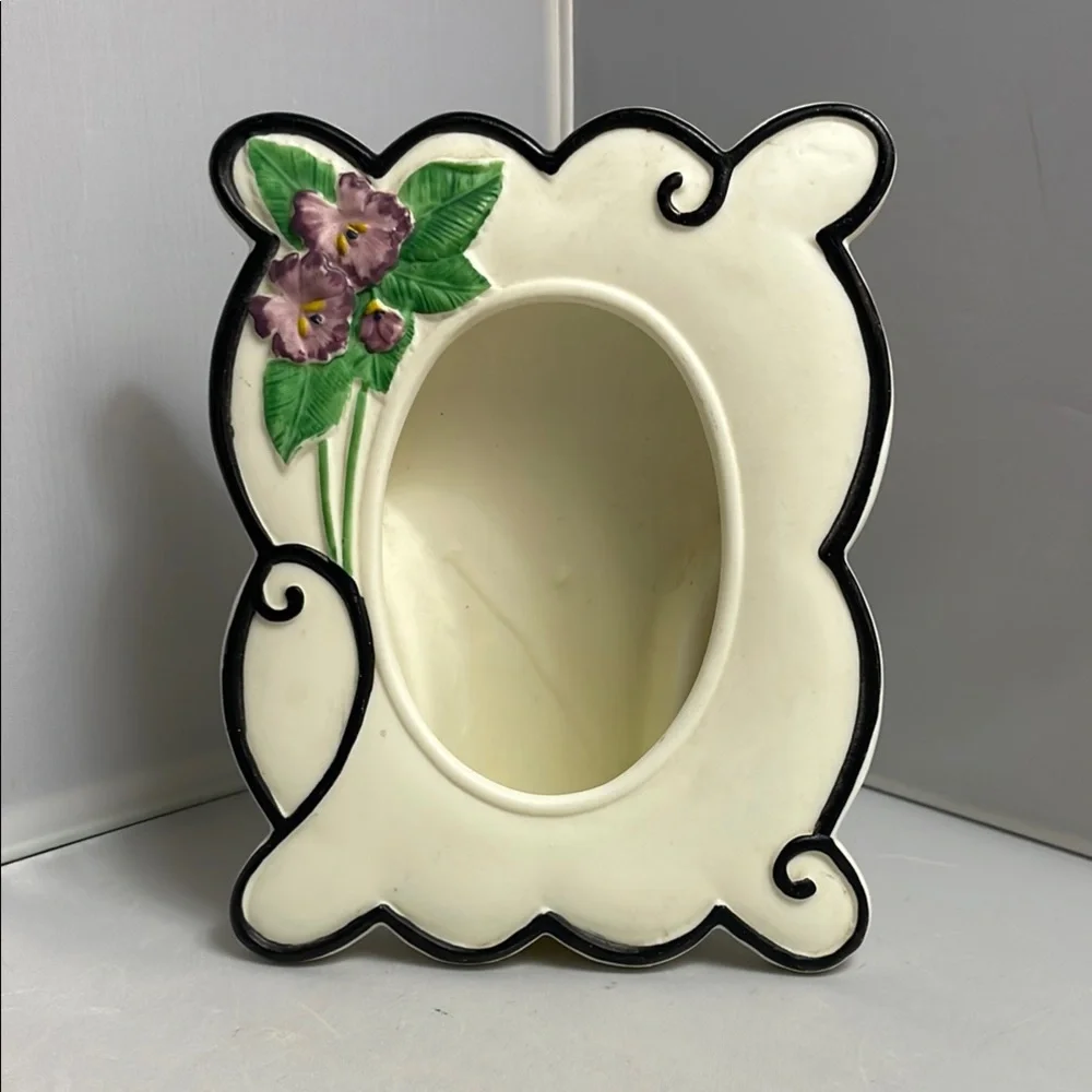 Vintage 90s Floral Ceramic Picture Frame Signed‎ 1991 Brenda Koppel
