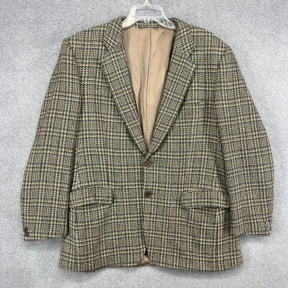 Ermenegildo‎ Zegna Soft Wool Blend Plaid Blazer Sport Coat Mens Size 54