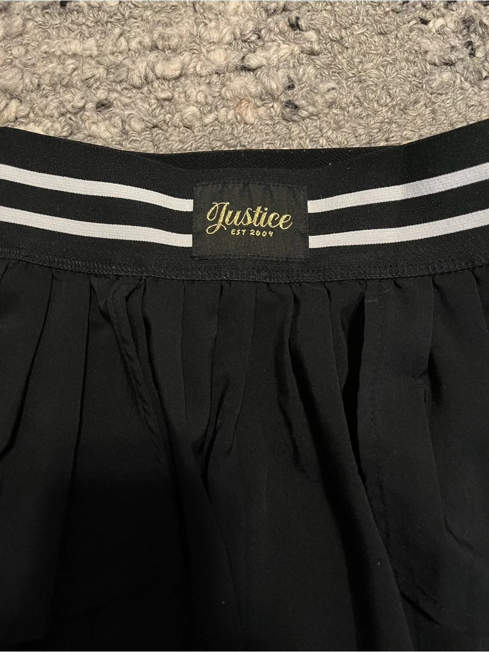 Justice Black Layered Skirt with Striped Waistband