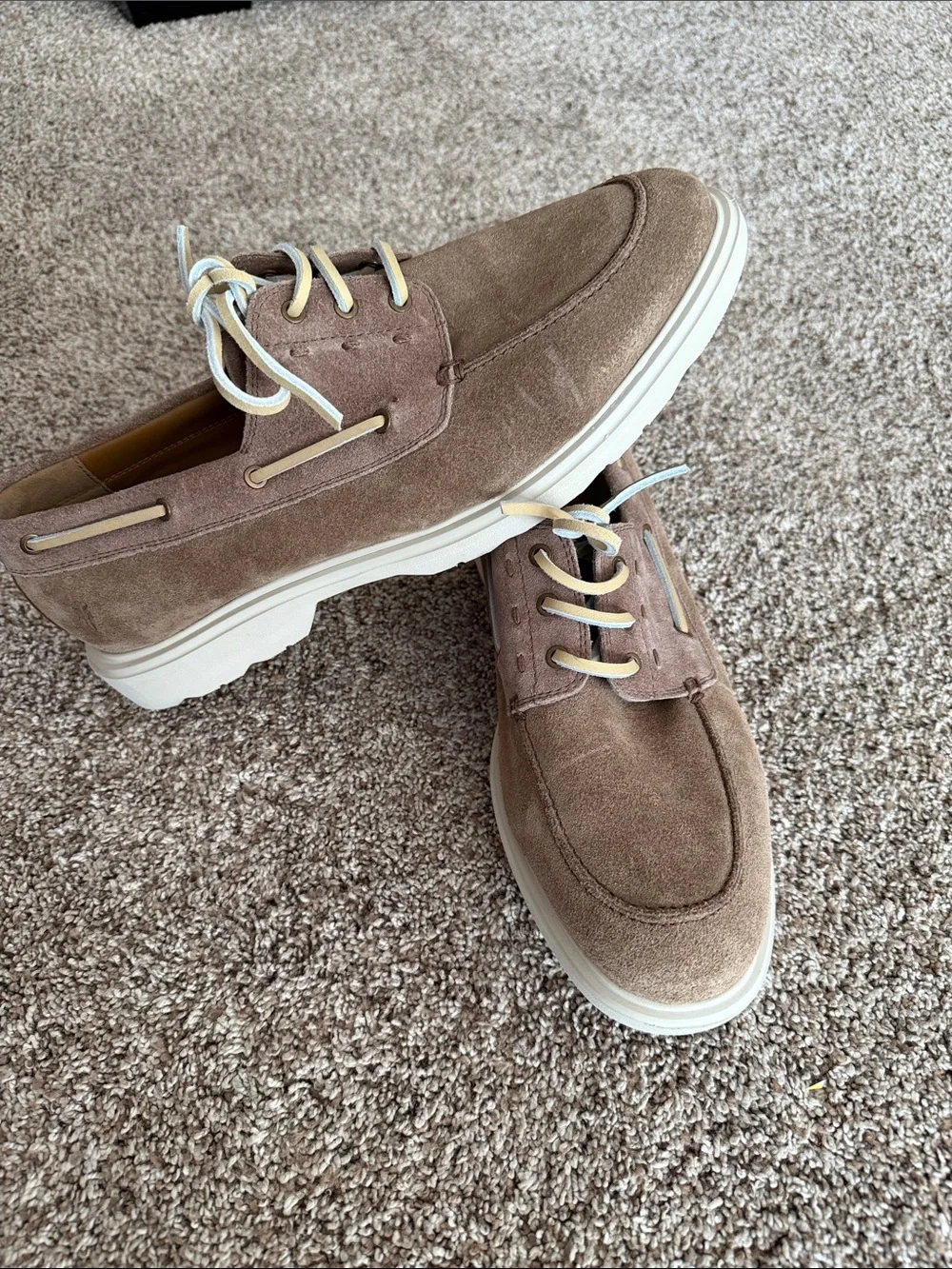 Frye Men's Suede Casual Boat Shoes in Taupe. Sz 12M.  New. Bag3