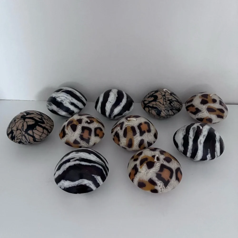 UNSCENTED Animal Print Candles  Shape: “mini-dome/mushroom” Total 10 candles
