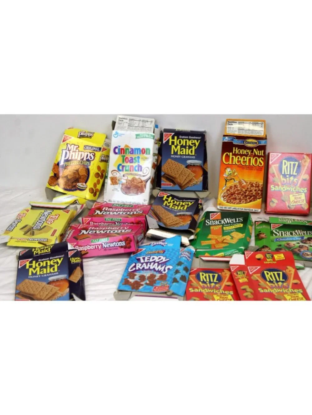Lg Lot Cardboard Mini Snack Boxes Oreo Snackwells Ritz Vtg Crackers Cereal Play