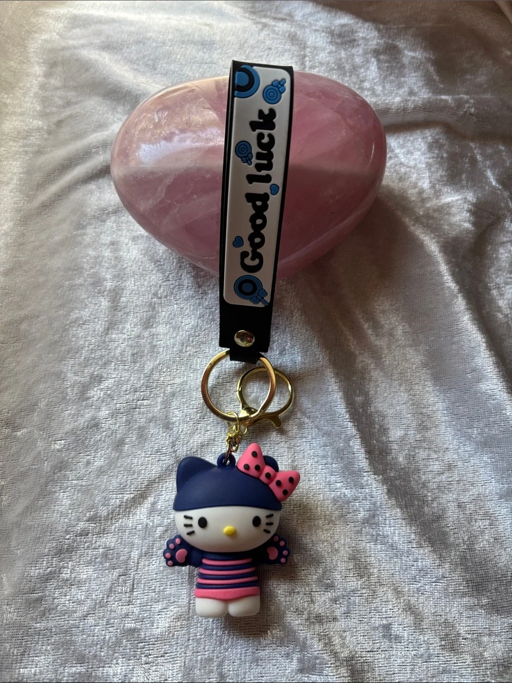 Hello Kitty Navy, Pink & White Wrist Strap Keychain