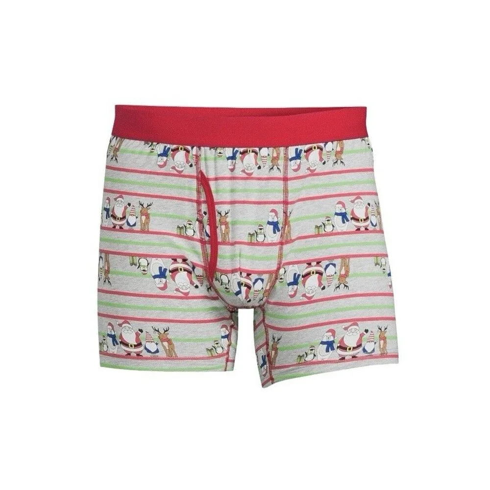 Holiday Time Men's Holiday Boxer Briefs Santa and Friends Size Small (28-30)