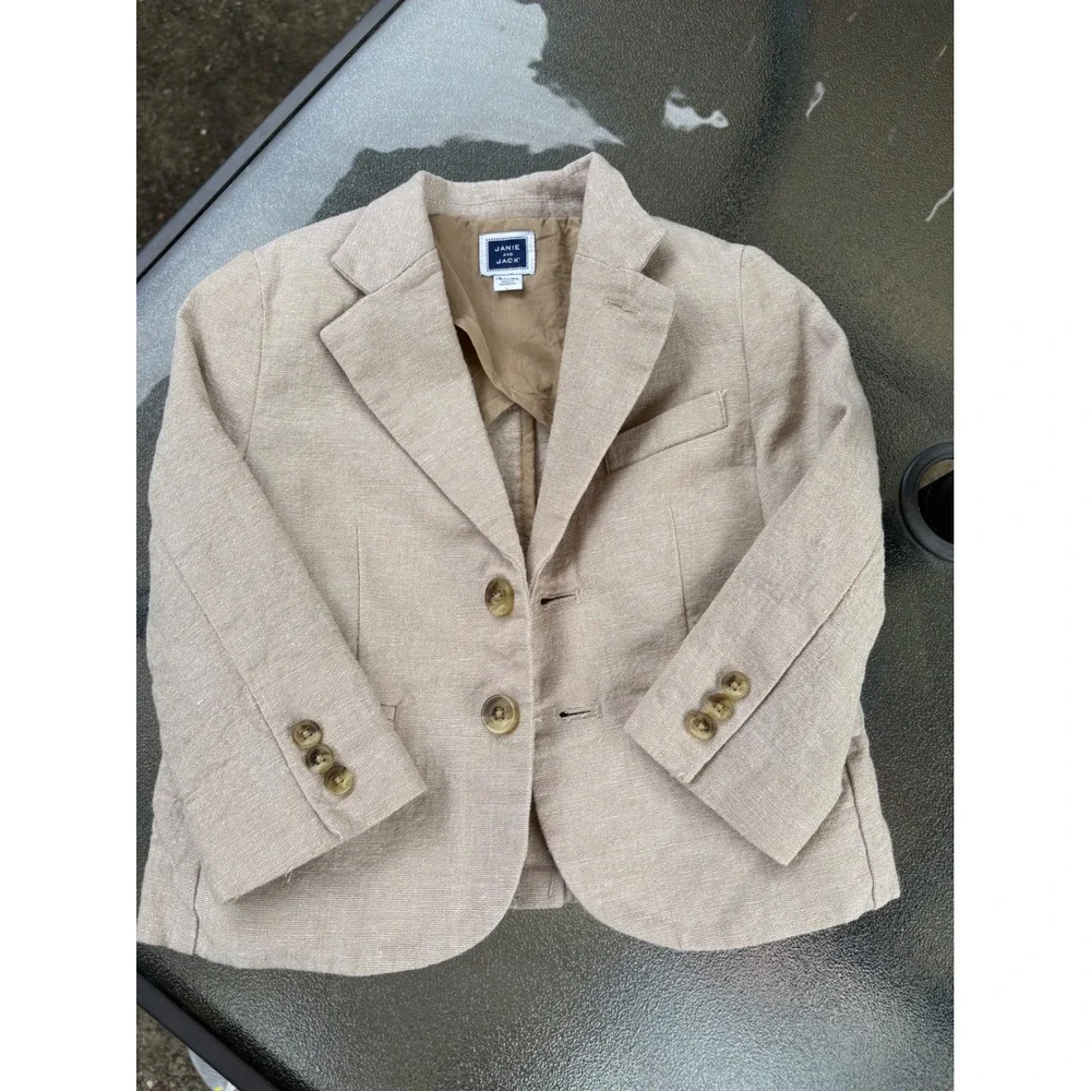 Janie and Jack Tan Linen Cotton Blazer Jacket Toddler 18-24 Months 200273298
