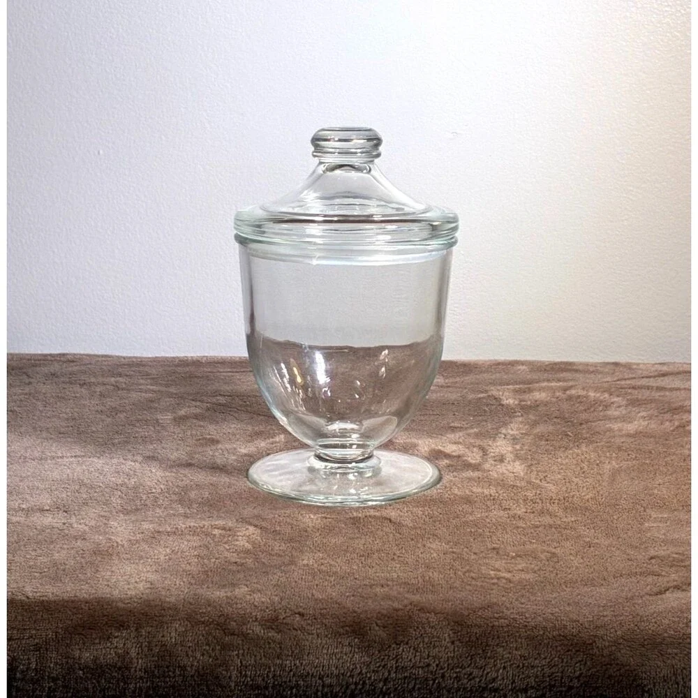 Clear Glass Apothecary Jar w/ Lid Candy Cookie Vanity Storage Canister 7