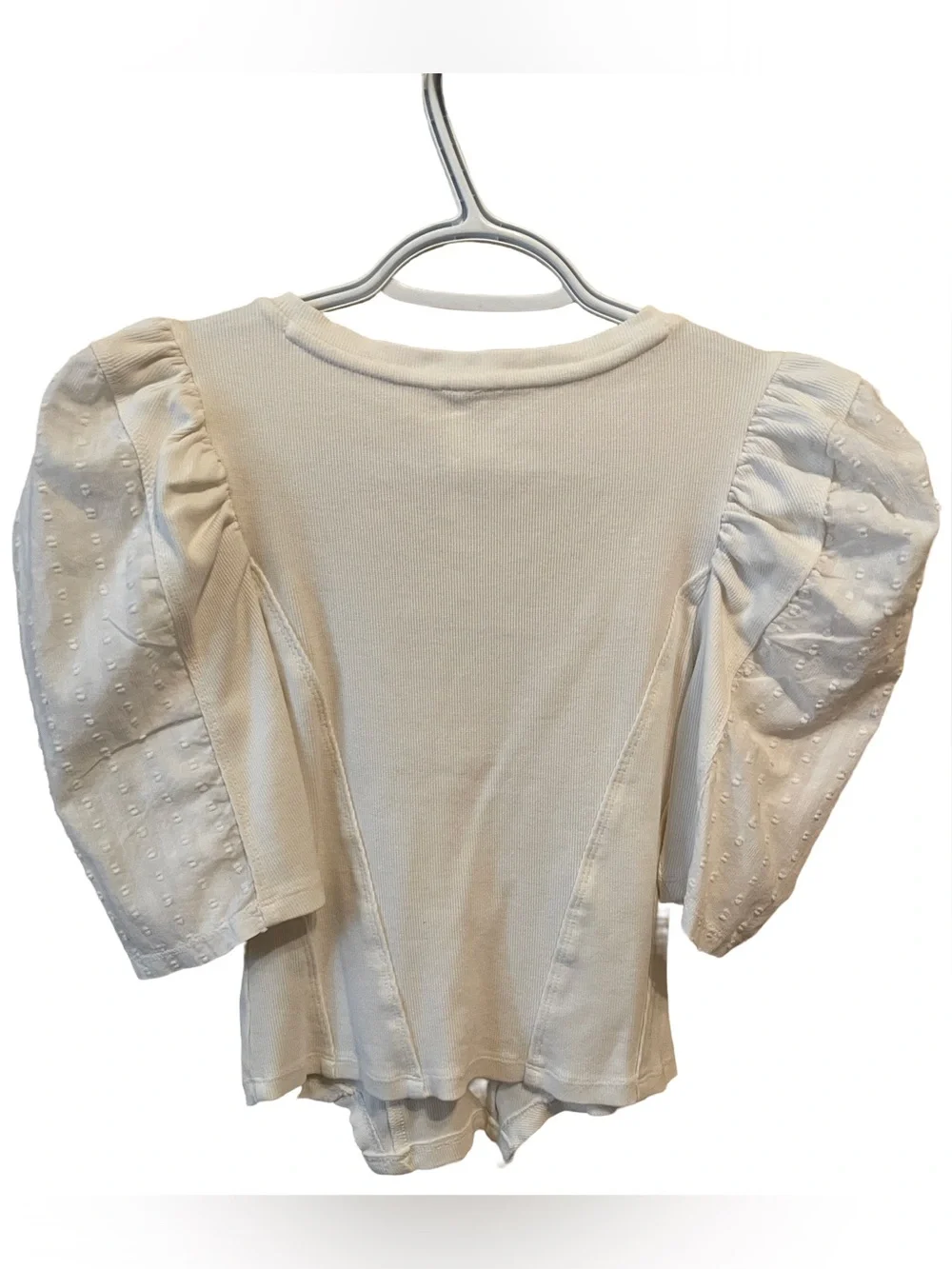 Anthropology V-Neck Puff Sleeve White Top XXS