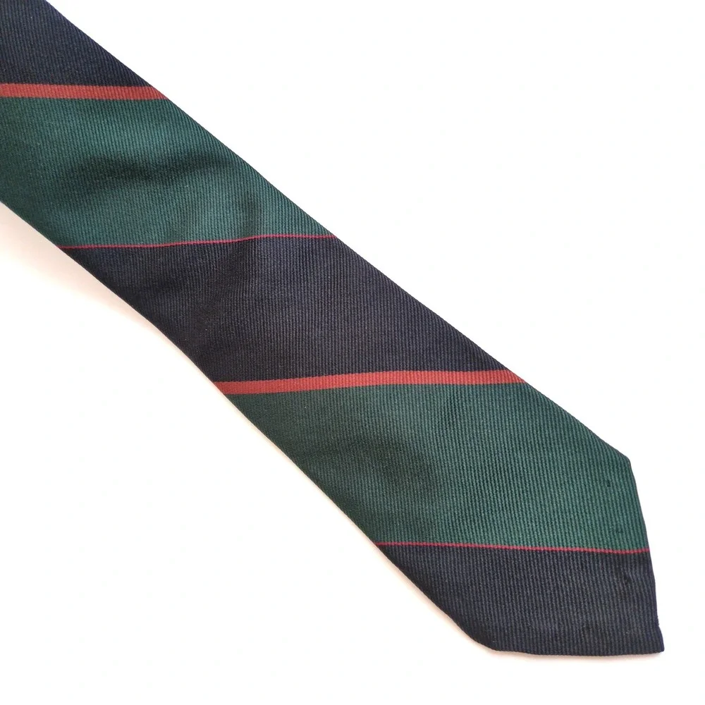 Vtg Polo Ralph Lauren Striped Silk Necktie Navy Green Red Striped Repp Classic