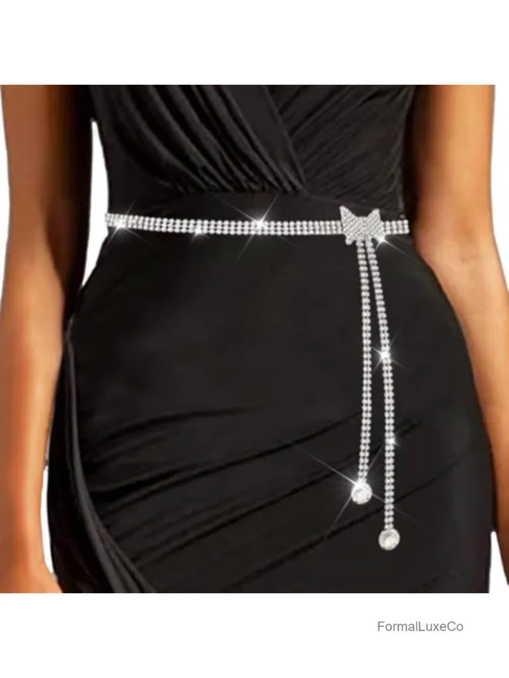 Rhinestone Chain Belt Bling Dress Waist Accessory Sparkly Fancy