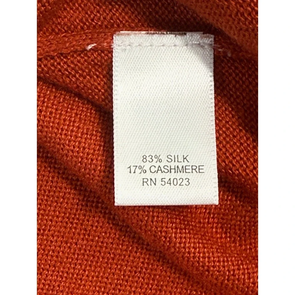 Banana Republic Mens Burnt Orange Silk Cashmere Sweater Size XL Preppy Old Money