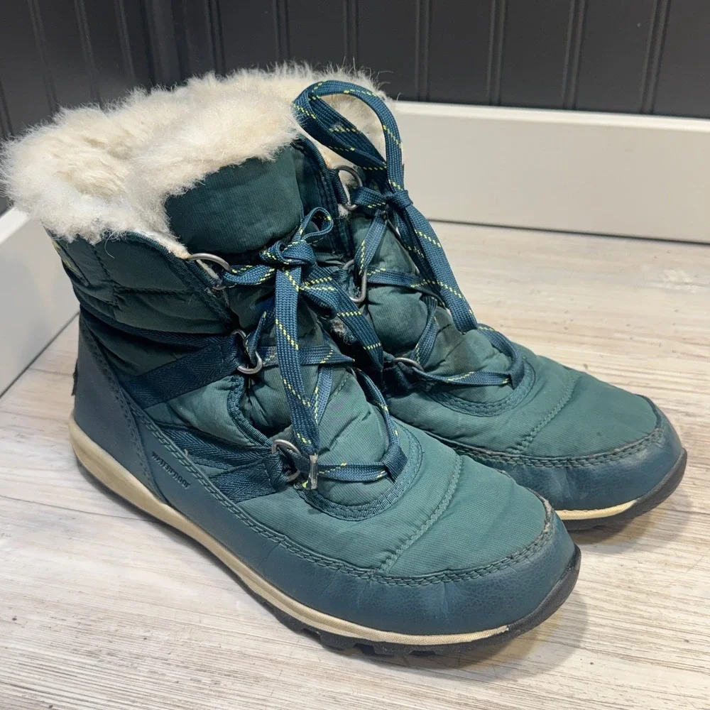 Sorel Womens Boots Size 8 Whitney Green‎ Fur Waterproof Winter NL2776-375