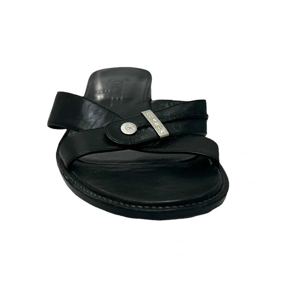 CHANEL black leather