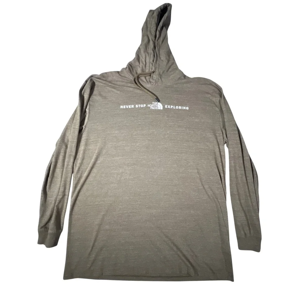 The North Face Hoodie Mens XL Olive Green Long Sleeve Tee A532D SP21 Heathered‎