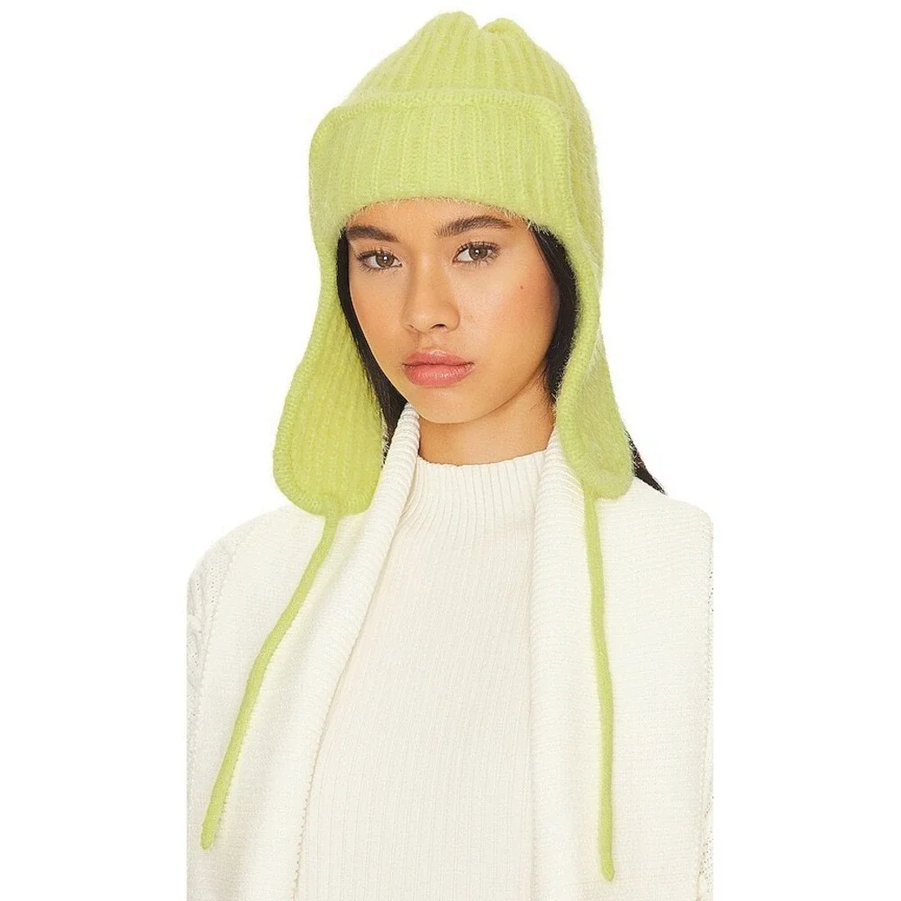 Free‎ People Timber Fuzzy Knit Lime Green Yellow OS