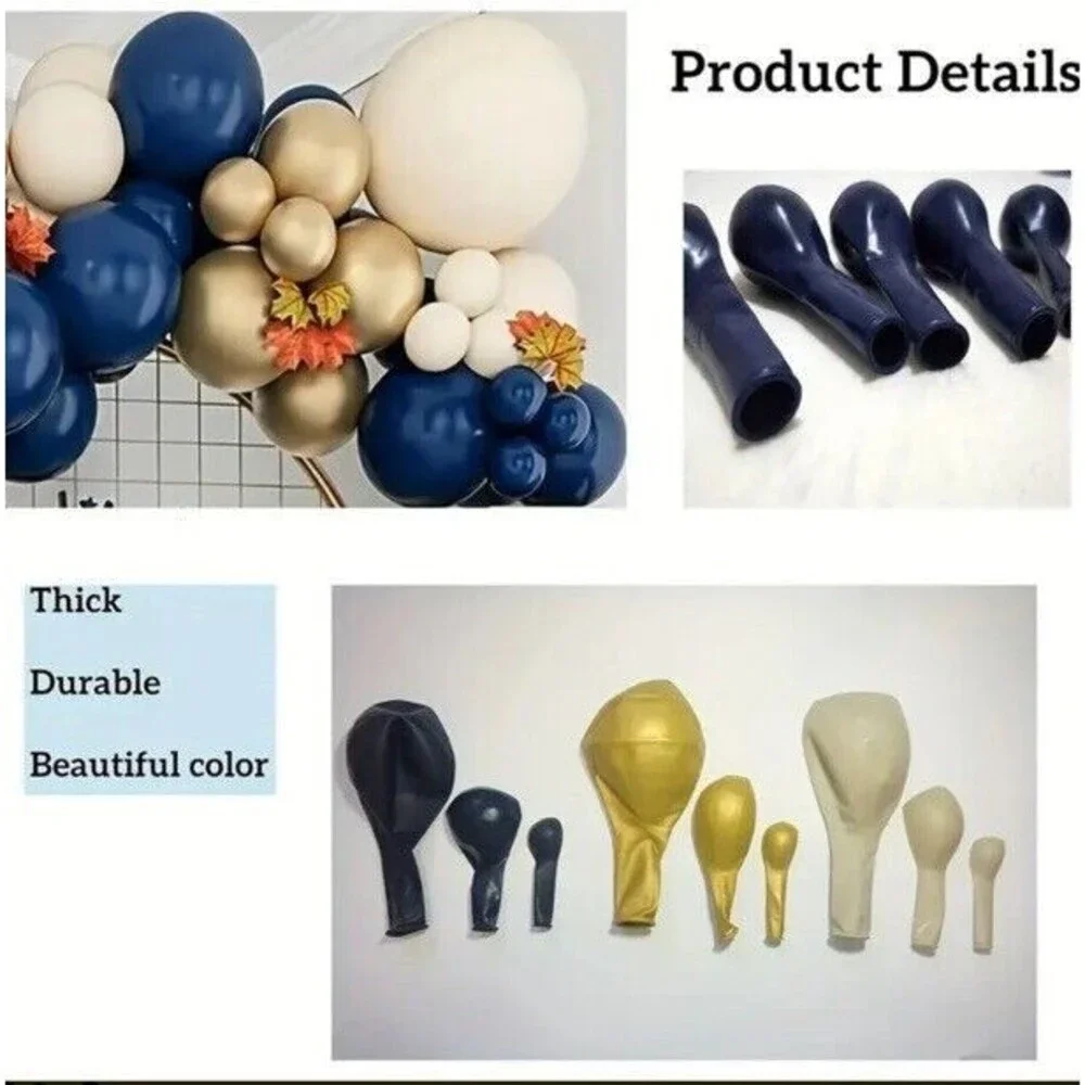 114 Pcs Balloon Kit Set Arch Garland Backdrop Navy, Gold, Sand & Confetti Party