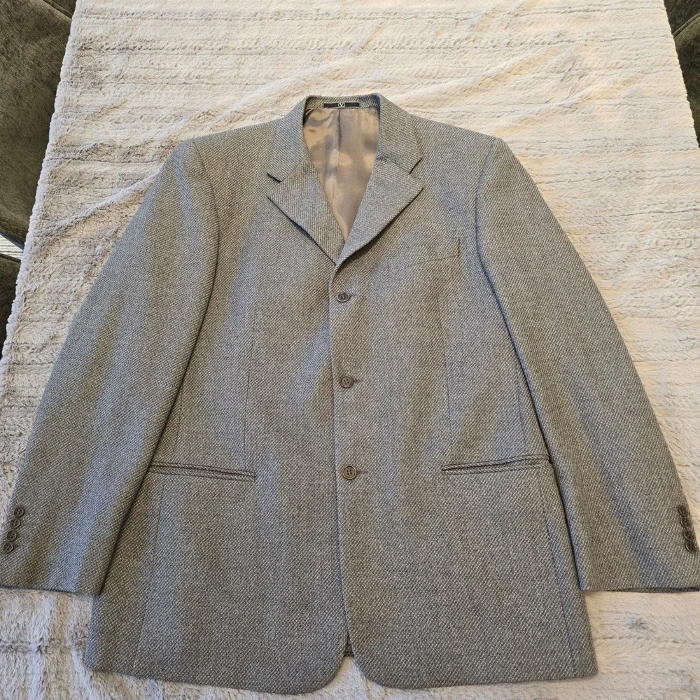 Valentino Uomo Grey Virgin Wool Blazer Sport Coat Mens 54R Vintage‎ Italy