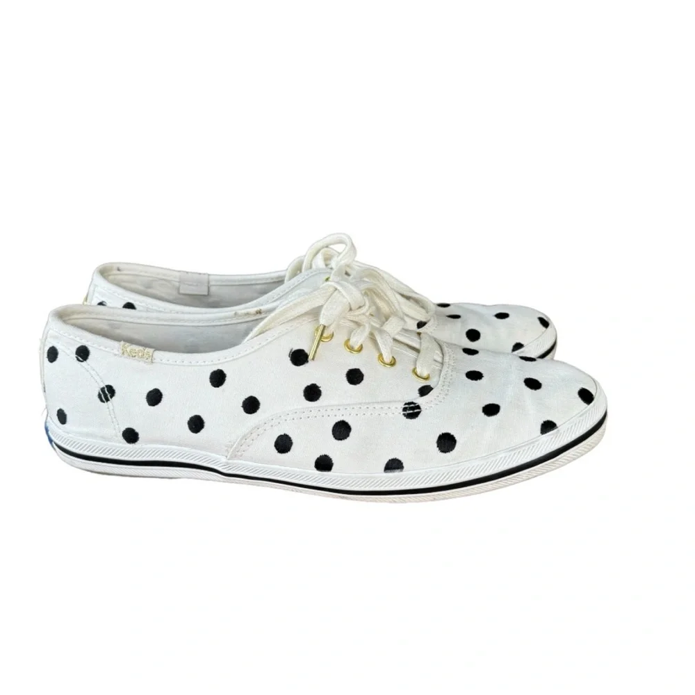 Kate Spade New York Keds Women's White Sneakers With Black Polka Dots Size 6.5