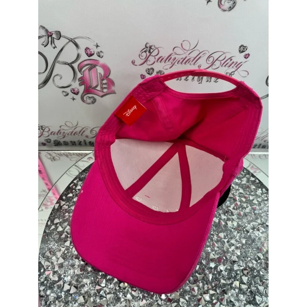 Disney hat ears bright pink black Minnie Pink Baseball Cap with Black Ears