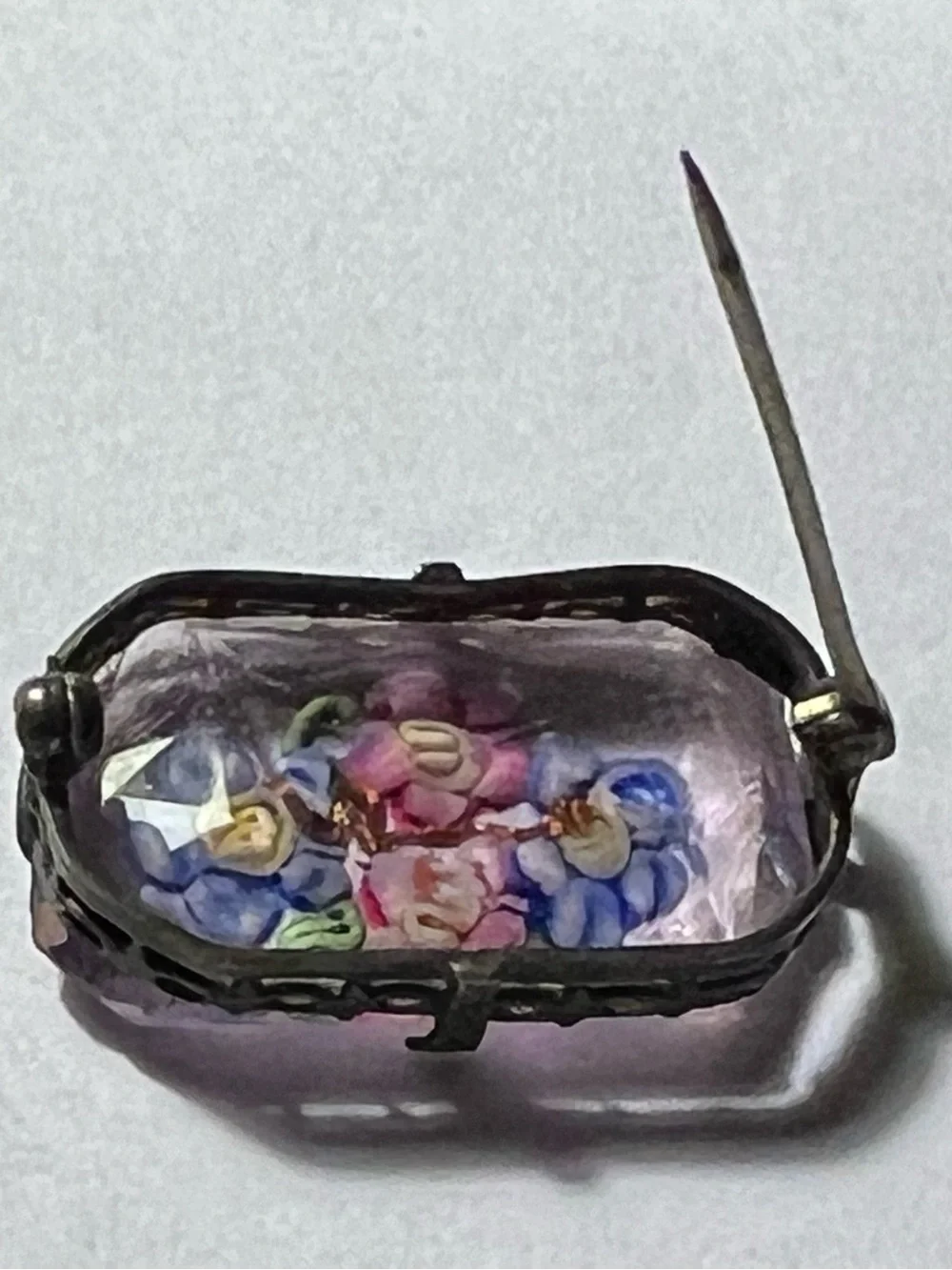 Vintage Art Deco Sterling and Glass Brooch