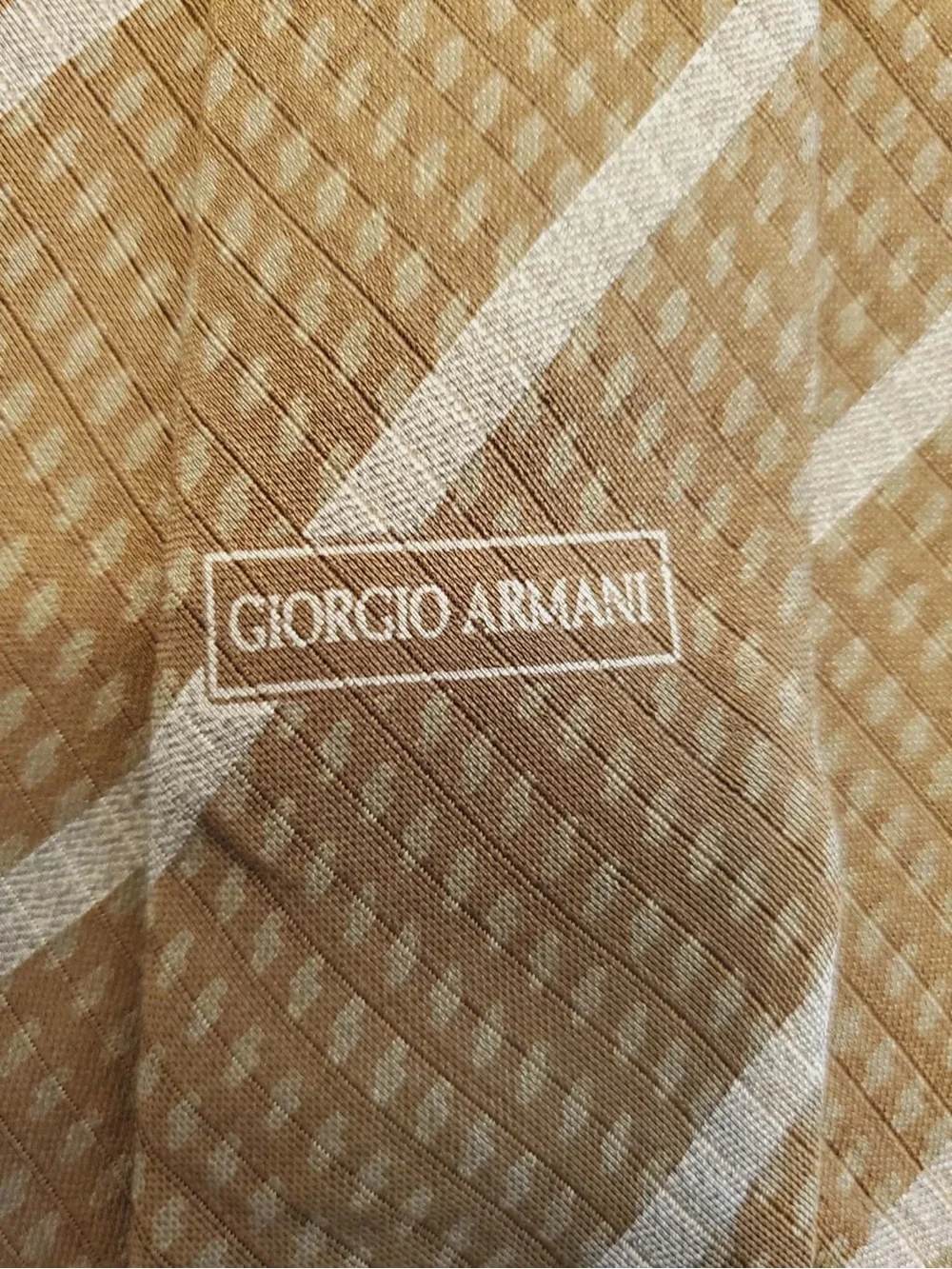 Giorgio Armani Silk Tie In Brown & Cream
