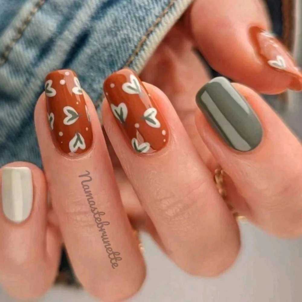 2/$16 Boho Fall Hearts Press On Nails
