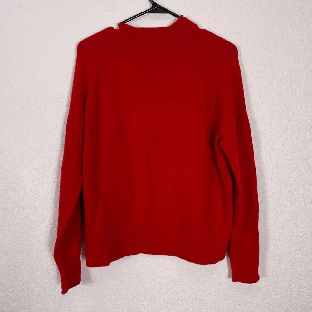 J. Crew‎ Red Mock Neck Wool Blend Pullover Sweater Size Small
