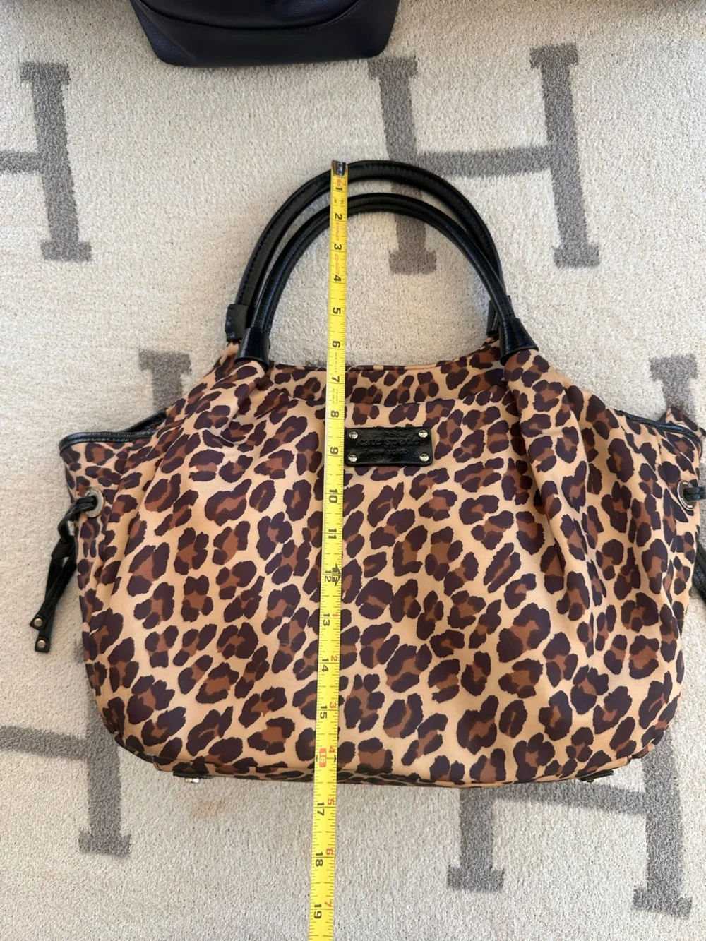 Leopard Print Tote Bag with Black Trim Kate spade- Women's Fashion Handbag