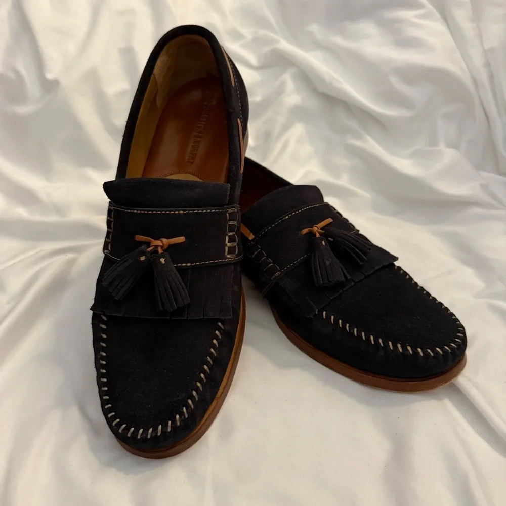 Like New Johnston & Murphy Navy Suede Tassel Kiltie Loafers