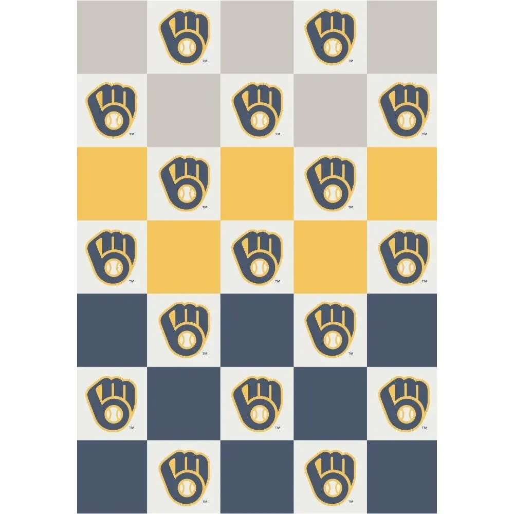 NEW‎ Milwaukee Brewers Buttery Blanket Ombre Check 50x70 MLB Soft Plush Throw