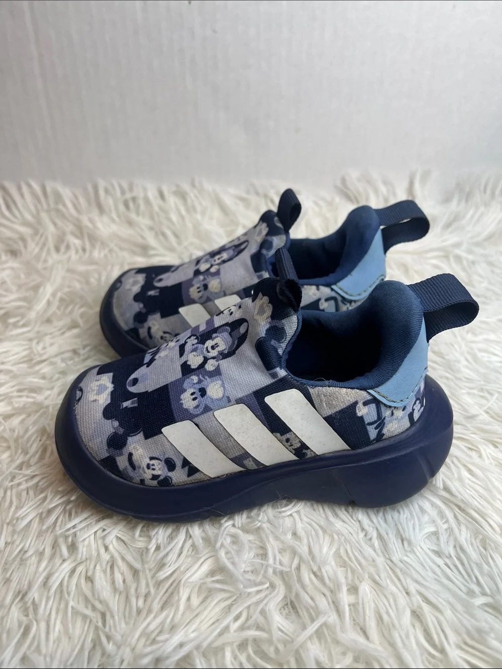 adidas Kids Navy & White Cartoon Slip-On Sneakers