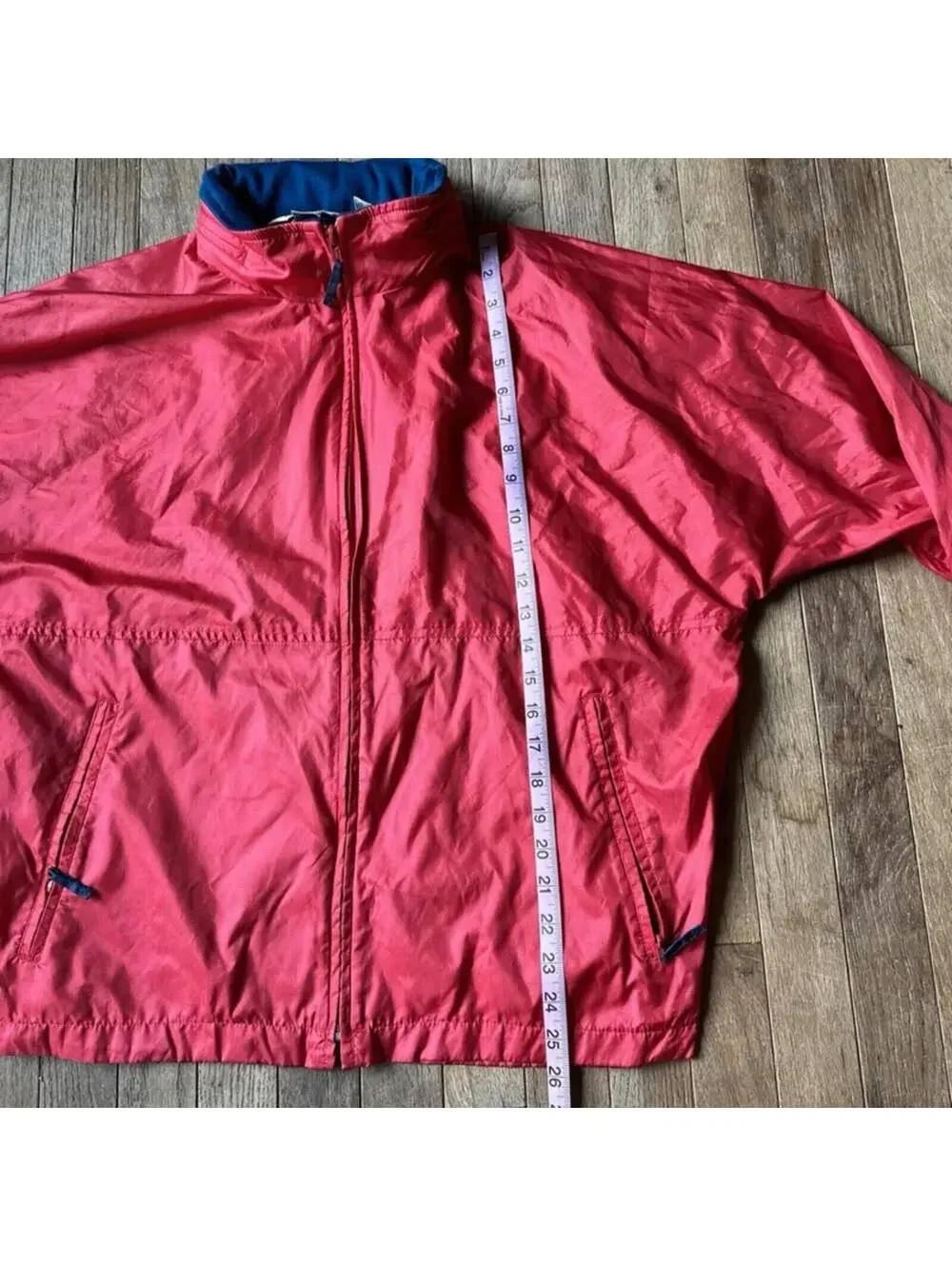 Vintage LL Bean Three Season Jacket Large L Red Blue Warm Up Windbreaker