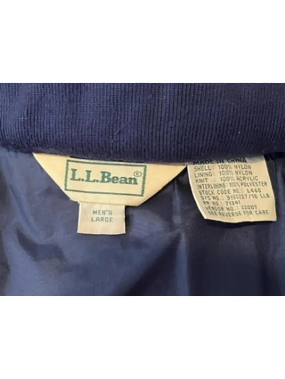 Vintage LL Bean Three Season Jacket Large L Red Blue Warm Up Windbreaker