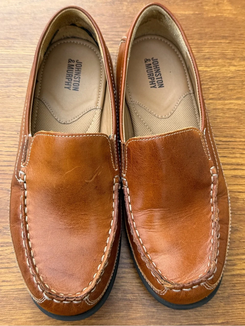 Johnston & Murphy Boys Leather Penny Loafers Size 6M Brown Slip On Casual