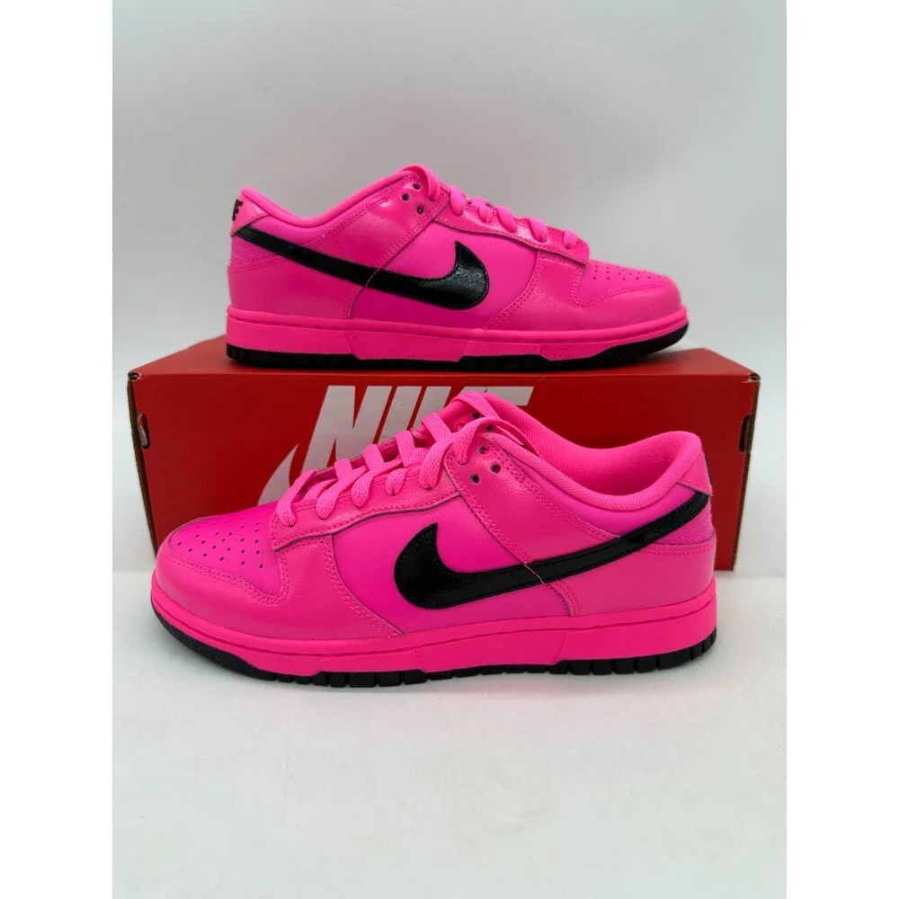 Nike Dunk Low Women's Size 8 Pink black Leather Athletic Shoes IV2040 600