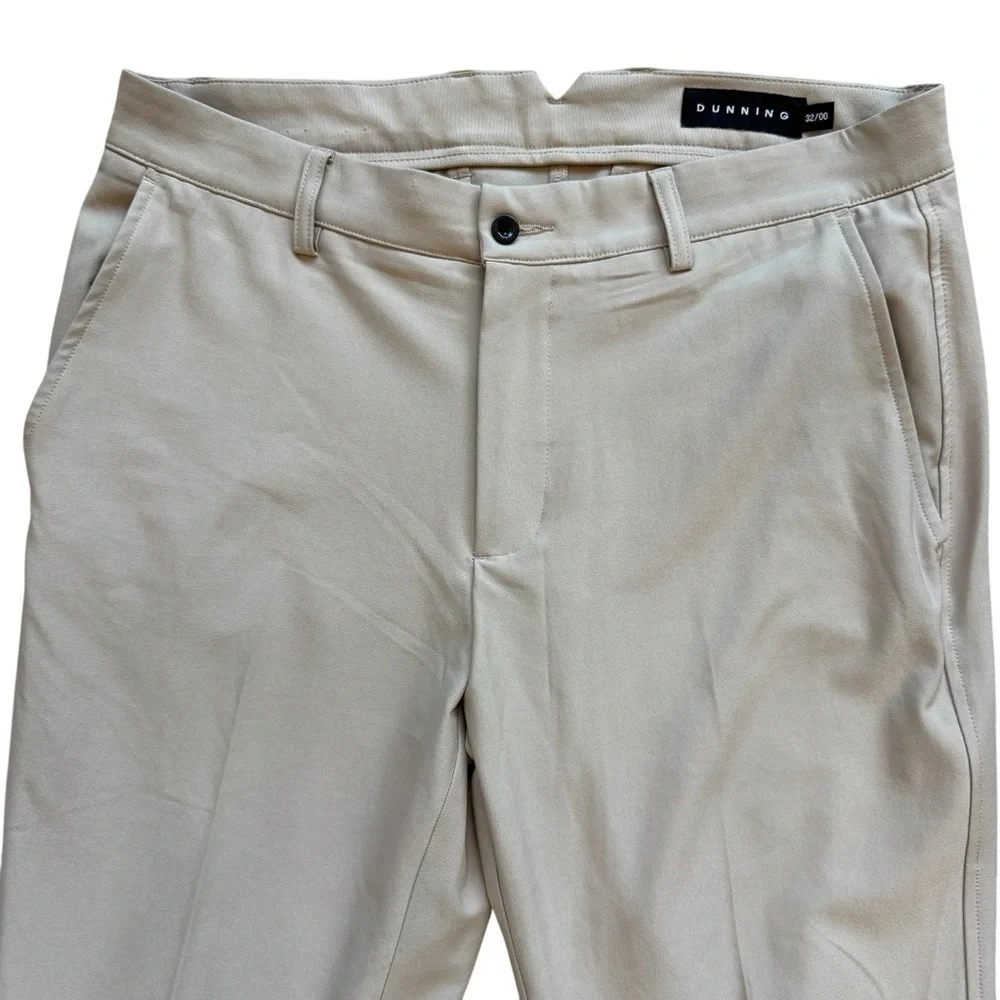 Dunning Men's Golf Pants Beige Khaki Stretch Performance Flat Front 32x32 Summer