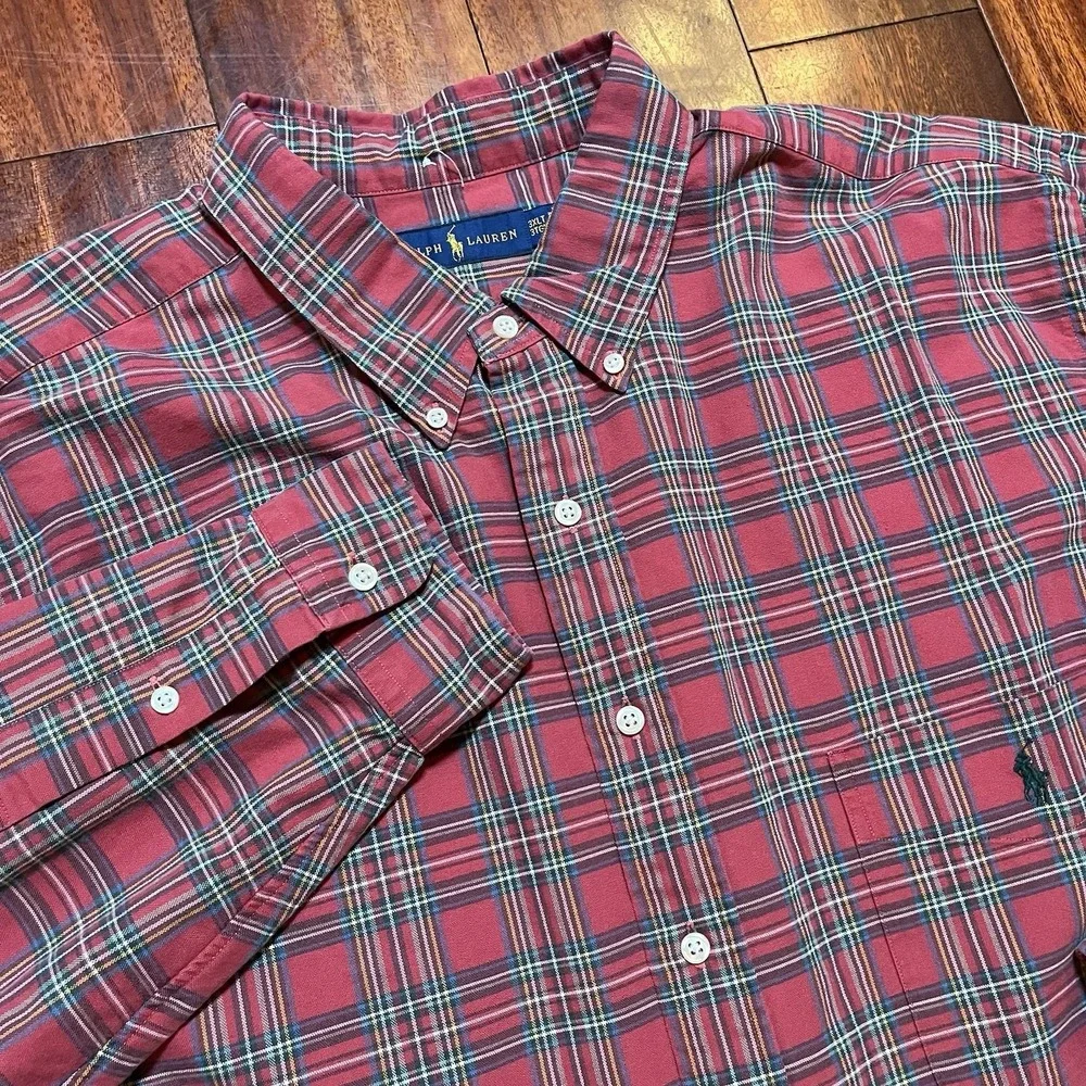 Ralph Lauren Shirt Mens 3xlt Long Sleeve Button-Down Multi Color Plaid Preppy
