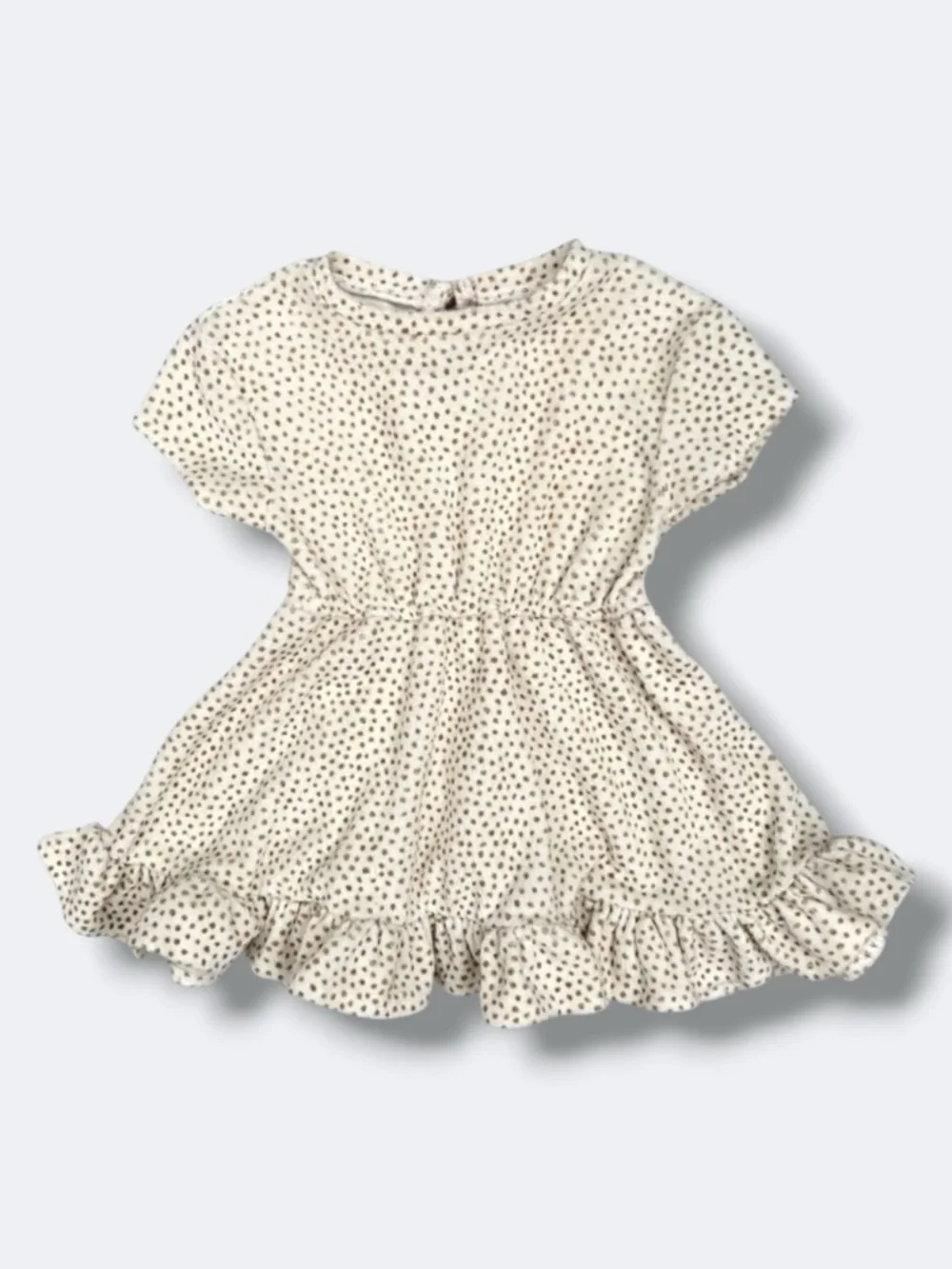 🦄 3/$36 Quincy Mae Terry Dress Girls 12-18M Cream Polka Dot Organic Cotton