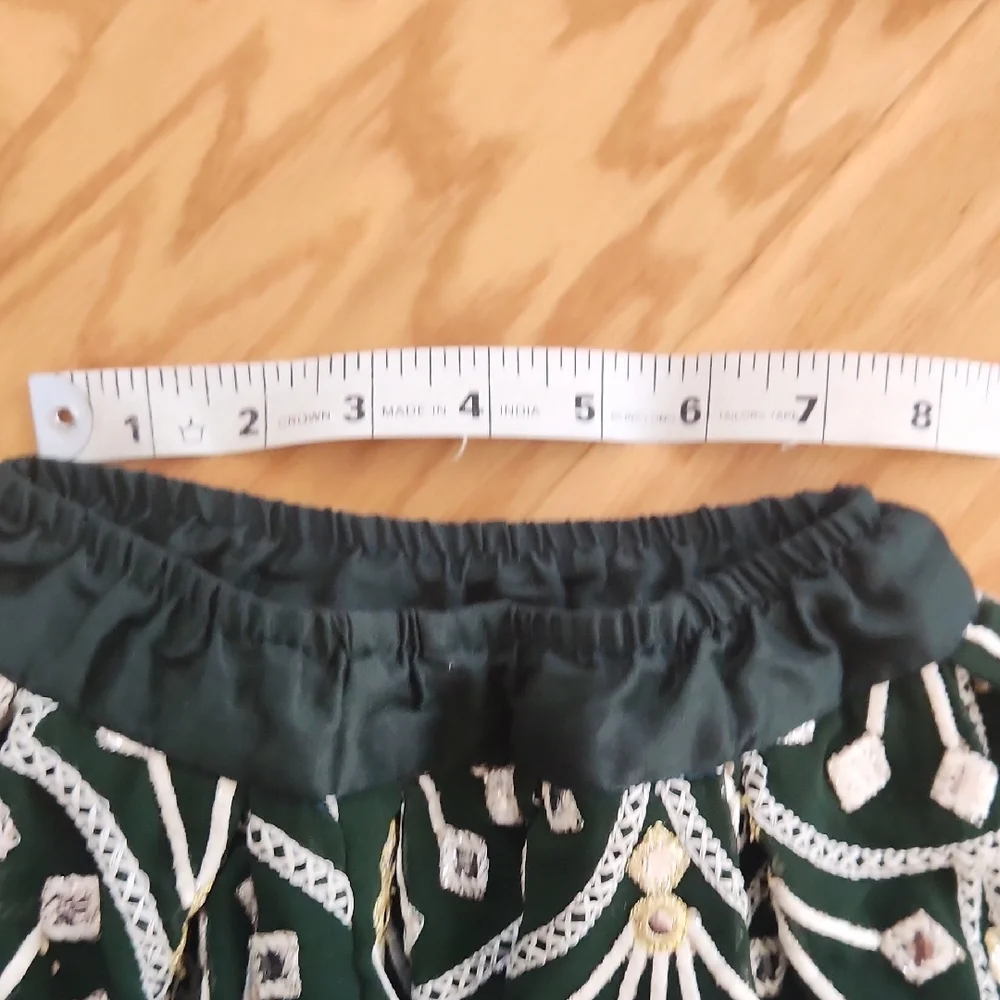 Dark Green and White Three-Piece Lehanga Choli For Girls 2-3 Yrs Short Sleeves