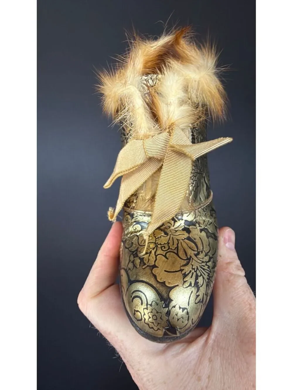 Louis Vuitton Gold Fur Ankle Boot Size 35