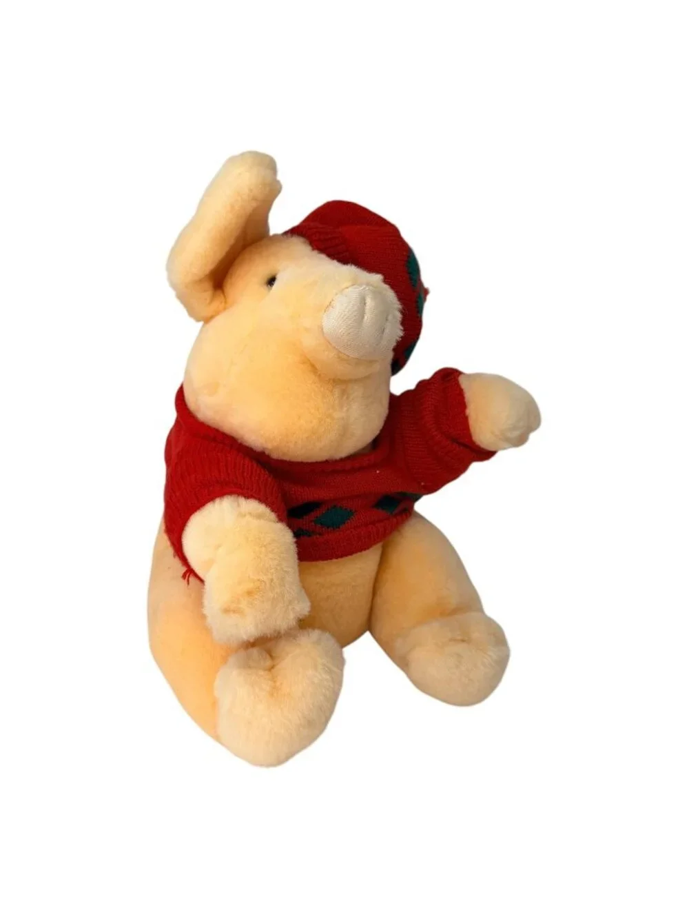 Vintage‎ Younkers Pig Plush 1987 Sweater Hat Stuffed Animal 15”