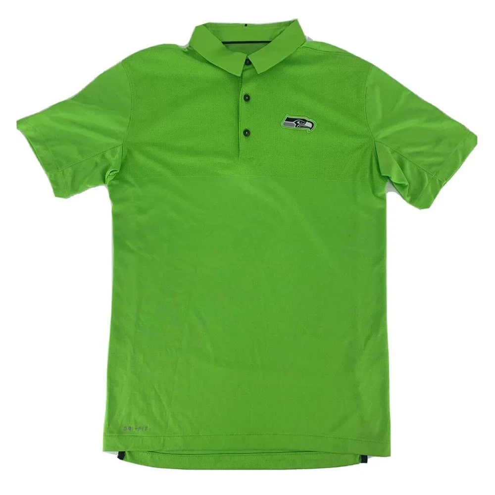 Men's Nike Dri-Fit On Field Apparel Short‎ Sleeve Polo Shirt Seattle Seahawks S