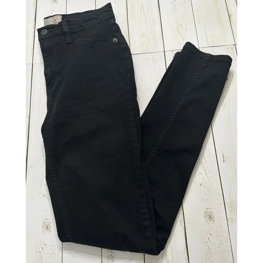 Free People Black Stretch Skinny Slim Jeans mid Rise Dark Wash Size 28‎