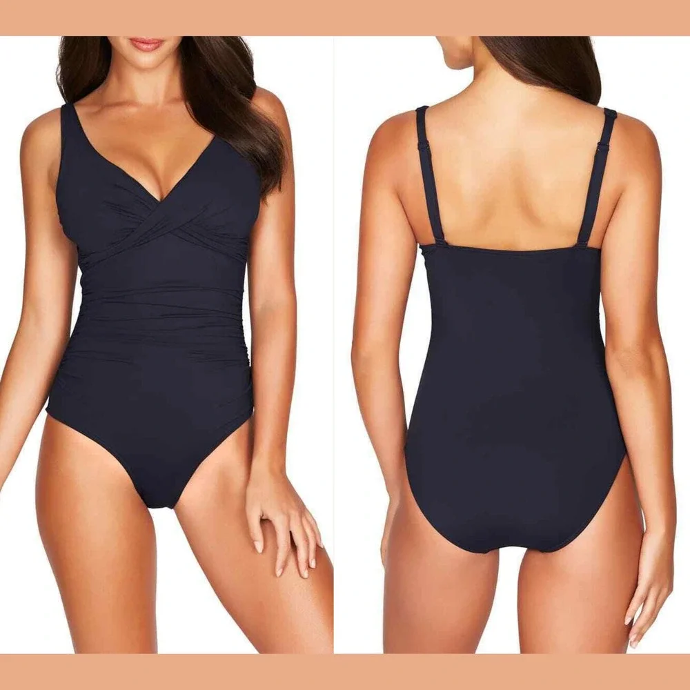 NWT $119 Sea Level [ 6 US ] Cross Front Multifit One-Piece Swimsuit‎ Blue#6926